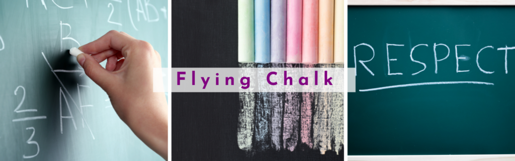 Pictures with chalk on chalkboard spelling out RESPECT