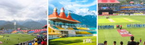 Images of the cricket stadium in Dharamshala